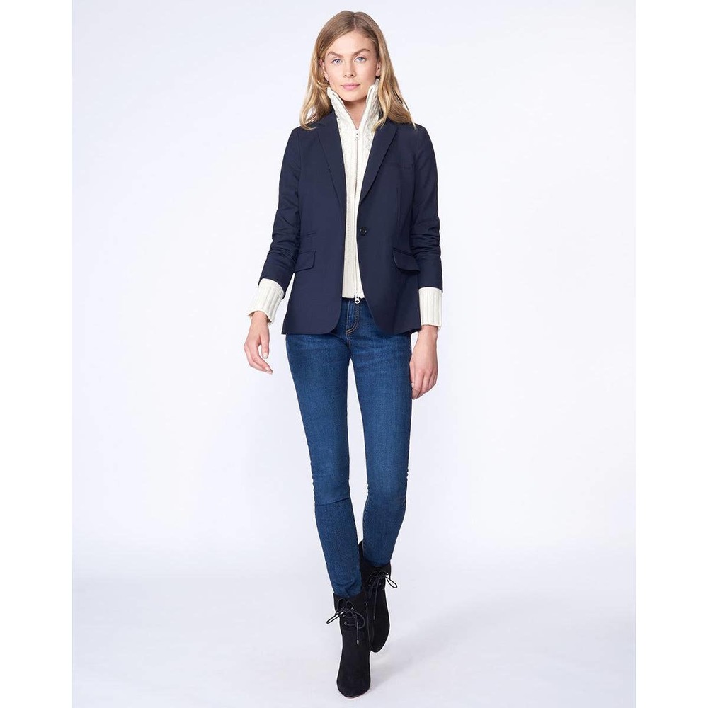 Veronica Beard Dickey Stretch Wool Crepe Jacket Blazer 2 Navy Blue